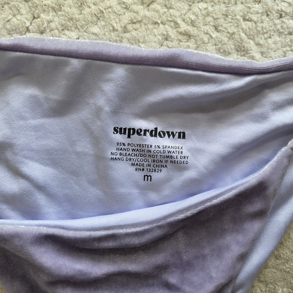 Superdown Lavender Velvet Triangle String Bikini - image 2